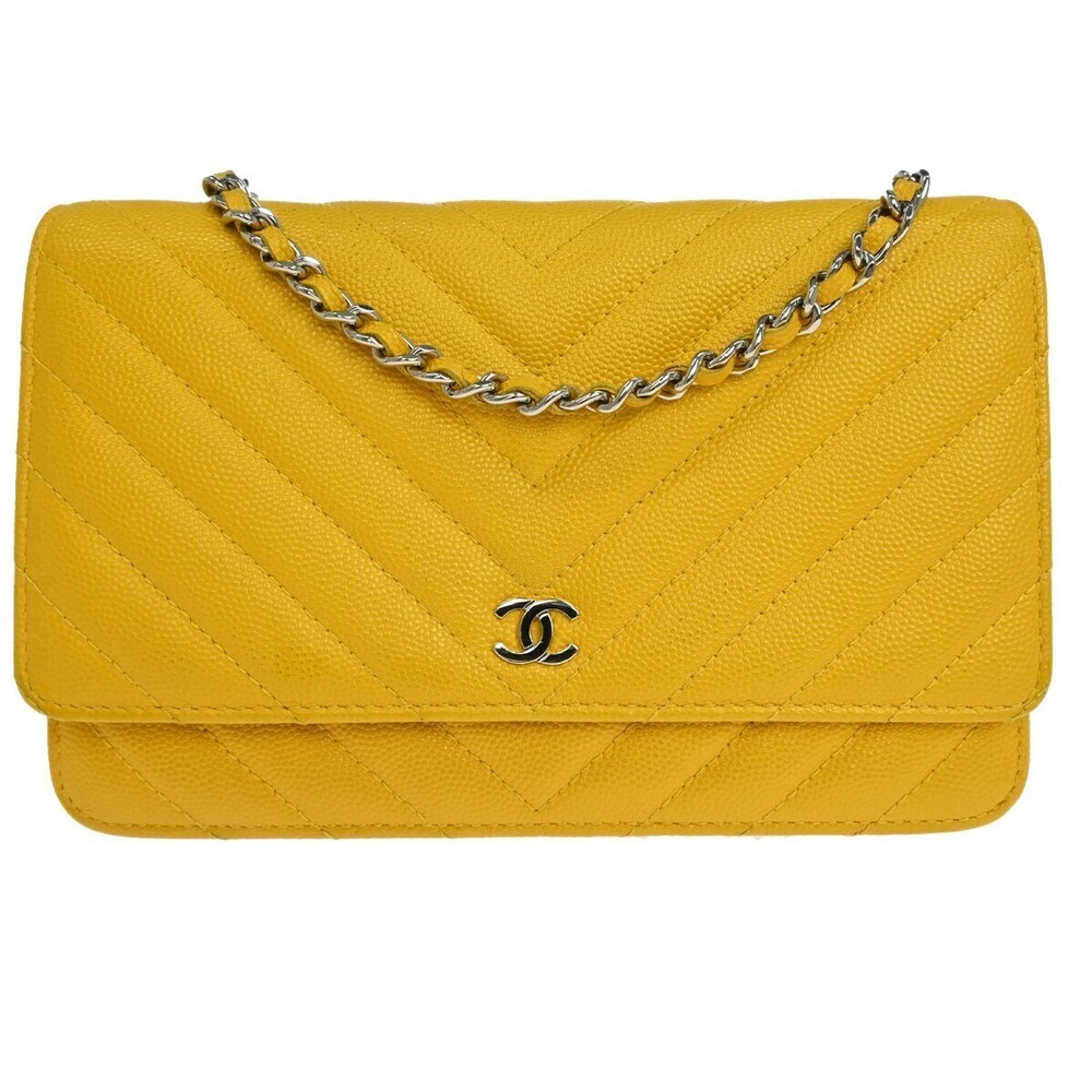 Chanel Ancient Greek Charm Wallet on Chain Chevron Caviar